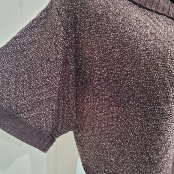 Carducci Knit Poncho Collar Button sweater Brown Shrug Women’s Sz L - Picture 4 of 10